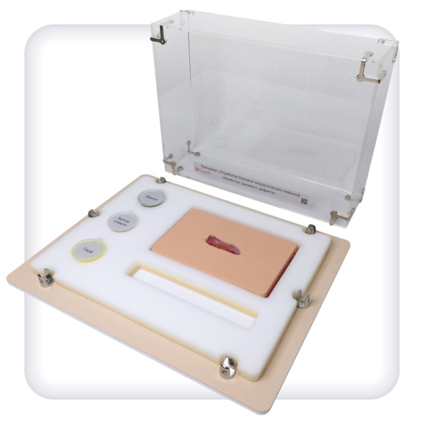 Simulator for practicing basic surgical skills of wound defect treatment